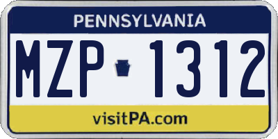 PA license plate MZP1312