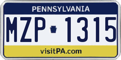 PA license plate MZP1315