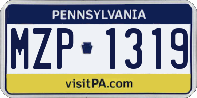 PA license plate MZP1319