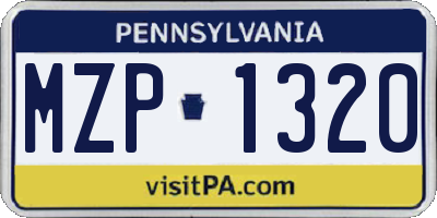 PA license plate MZP1320