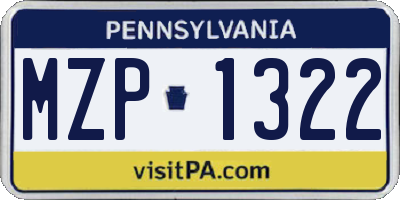 PA license plate MZP1322