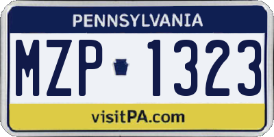 PA license plate MZP1323