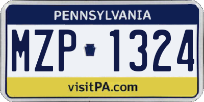 PA license plate MZP1324