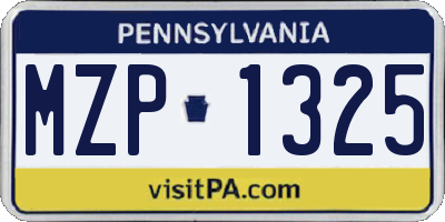 PA license plate MZP1325