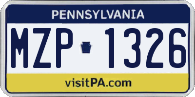 PA license plate MZP1326