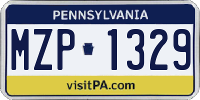 PA license plate MZP1329