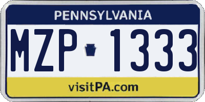 PA license plate MZP1333