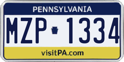 PA license plate MZP1334