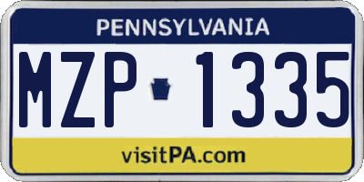 PA license plate MZP1335