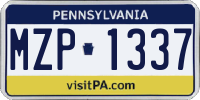 PA license plate MZP1337