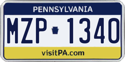 PA license plate MZP1340
