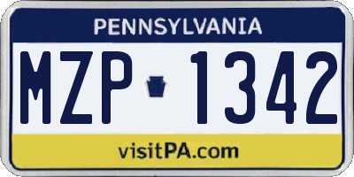 PA license plate MZP1342