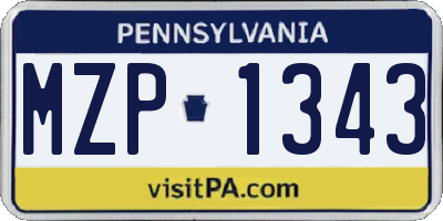 PA license plate MZP1343
