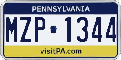 PA license plate MZP1344