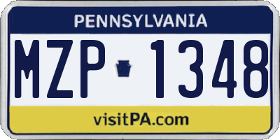 PA license plate MZP1348