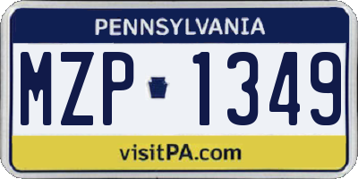 PA license plate MZP1349