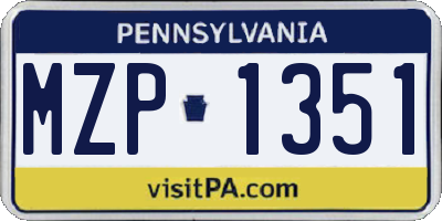 PA license plate MZP1351