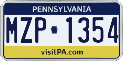 PA license plate MZP1354