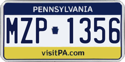 PA license plate MZP1356