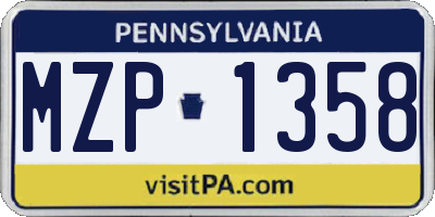 PA license plate MZP1358