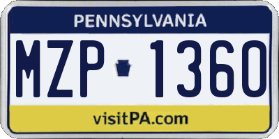PA license plate MZP1360