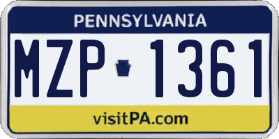PA license plate MZP1361
