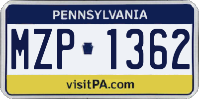 PA license plate MZP1362