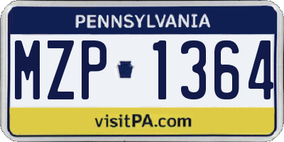 PA license plate MZP1364