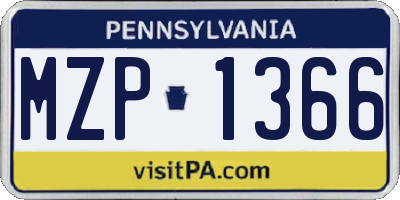 PA license plate MZP1366