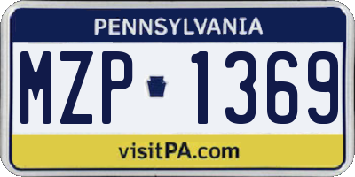 PA license plate MZP1369