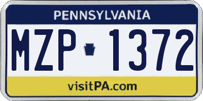 PA license plate MZP1372