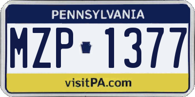 PA license plate MZP1377