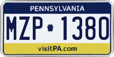 PA license plate MZP1380