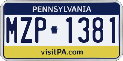 PA license plate MZP1381