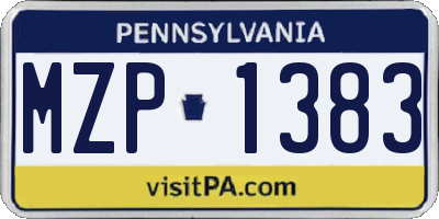 PA license plate MZP1383