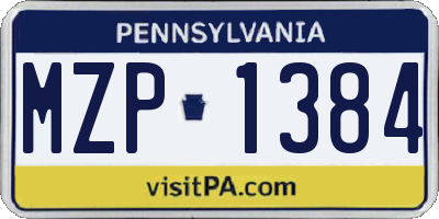 PA license plate MZP1384