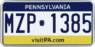 PA license plate MZP1385