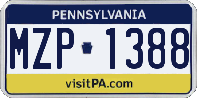 PA license plate MZP1388