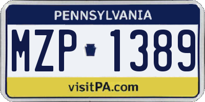 PA license plate MZP1389