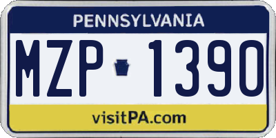 PA license plate MZP1390