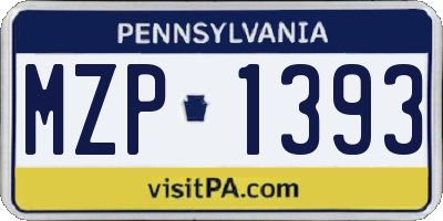PA license plate MZP1393