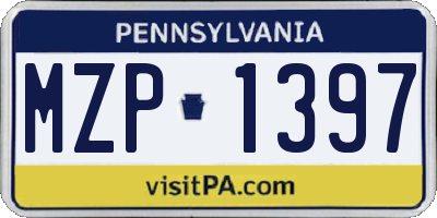 PA license plate MZP1397