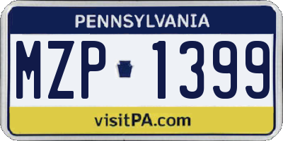 PA license plate MZP1399