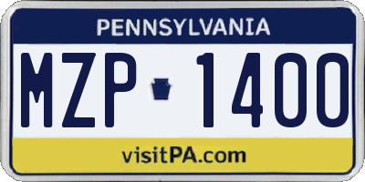 PA license plate MZP1400