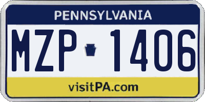 PA license plate MZP1406