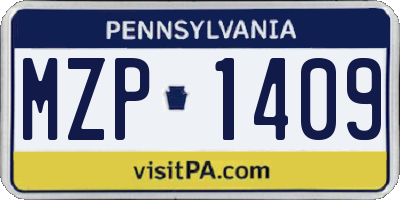 PA license plate MZP1409