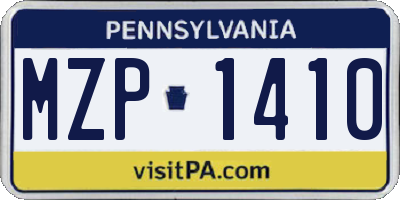 PA license plate MZP1410