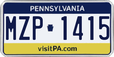 PA license plate MZP1415
