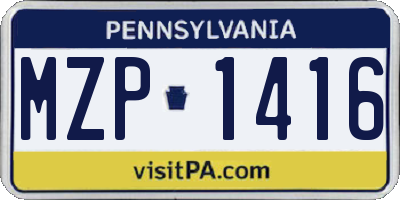 PA license plate MZP1416