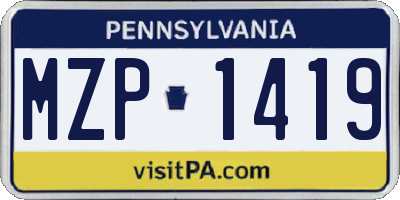 PA license plate MZP1419